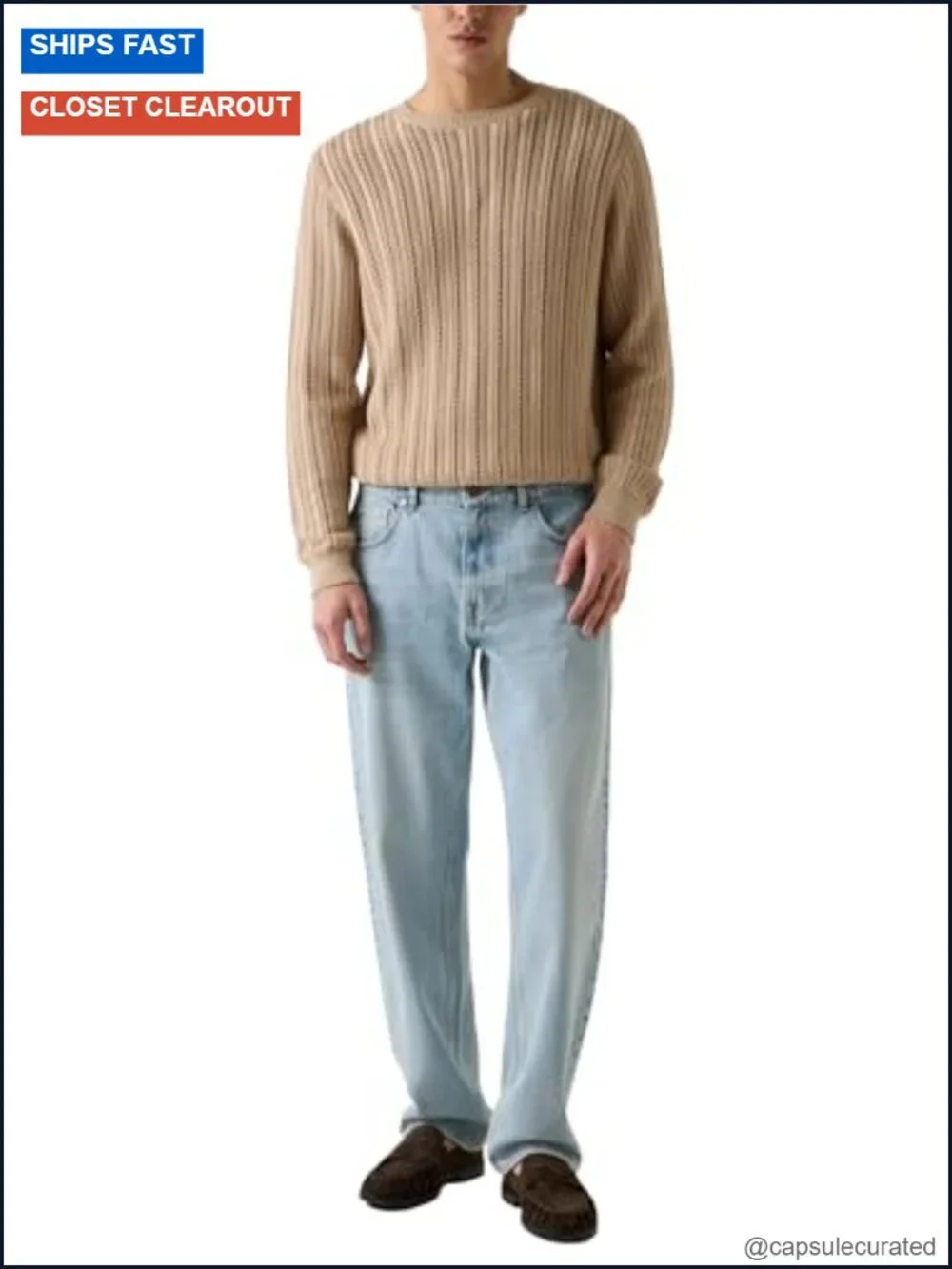 Men's Long Sleeve Herringbone Texture Pullover Sweater - 51% Cotton 49% Modal